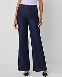 Ann Taylor The Seamed Wide-Leg Jean Classic Rinse Wash Women's