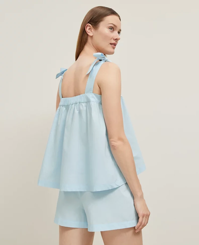 Ann Taylor Bow Pajama Set Zephyr Blue Women's