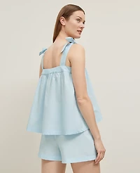Ann Taylor Bow Pajama Set Zephyr Blue Women's