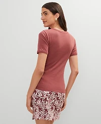 Ann Taylor Weekend Collection Pointelle T-Shirt Apple Butter Women's