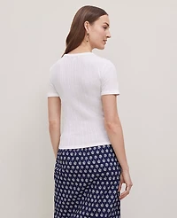 Ann Taylor Weekend Collection Pointelle T-Shirt Women's