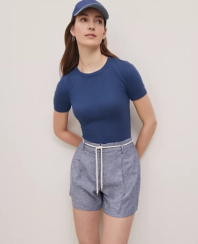 Ann Taylor Weekend Collection Pointelle T-Shirt Women's