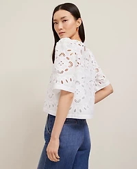 Ann Taylor Eyelet Triple Tie Blouse White Women's