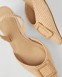 Ann Taylor Straw Pointy Toe Buckle Slingback Pumps 1/2 Women's