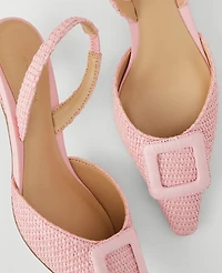 Ann Taylor Straw Pointy Toe Buckle Slingback Pumps 1/2 Women's