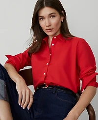 Ann Taylor Petite Relaxed Perfect Shirt Size Small Bright Cherry Women's
