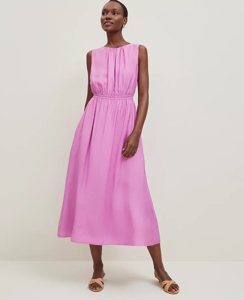 Ann Taylor Cutout Back Midi Dress Orchid Glow Women's