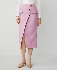 Ann Taylor Tweed Button Wrap Skirt Clean Lilac Women's