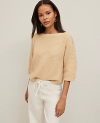 Ann Taylor Geo Stitch Boatneck Sweater Women's