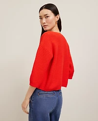 Ann Taylor Geo Stitch Boatneck Sweater Size XL Fiery Red Women's