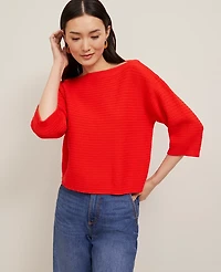 Ann Taylor Geo Stitch Boatneck Sweater Size XL Fiery Red Women's