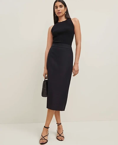 Ann Taylor Linen Blend Clean Midi Skirt Women's