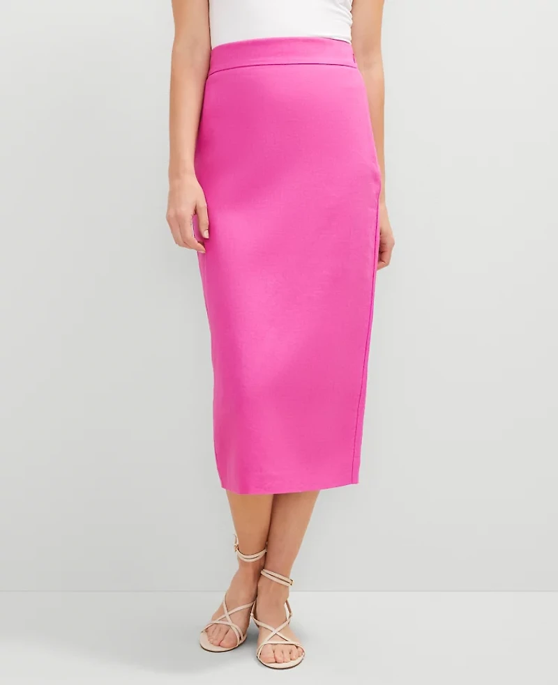 Ann Taylor Linen Blend Clean Midi Skirt Women's
