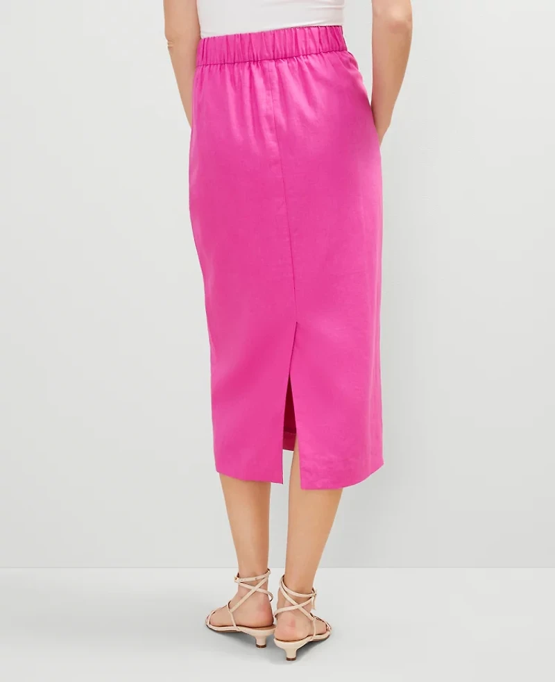 Ann Taylor Linen Blend Clean Midi Skirt Women's