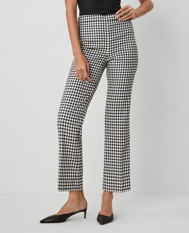 Ann Taylor The Tall Flare Pant in Gingham Size 2 Black/White Multi Women's