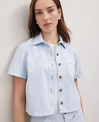 Ann Taylor Weekend Collection Denim Shirt Size XL Washed Blue Women's
