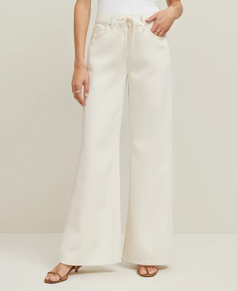 Ann Taylor The Drawstring Slouchy Palazzo Jean Ivory Women's