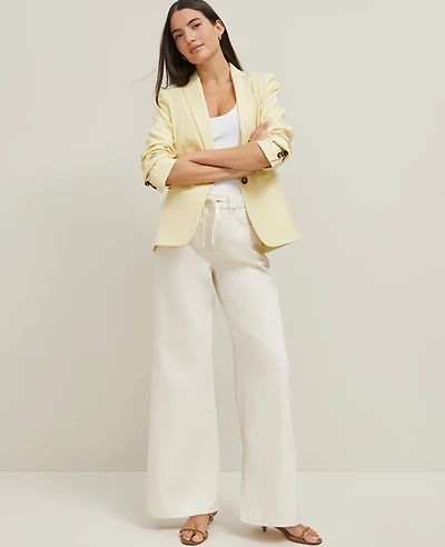 Ann Taylor The Drawstring Slouchy Palazzo Jean Size 8 Ivory Women's