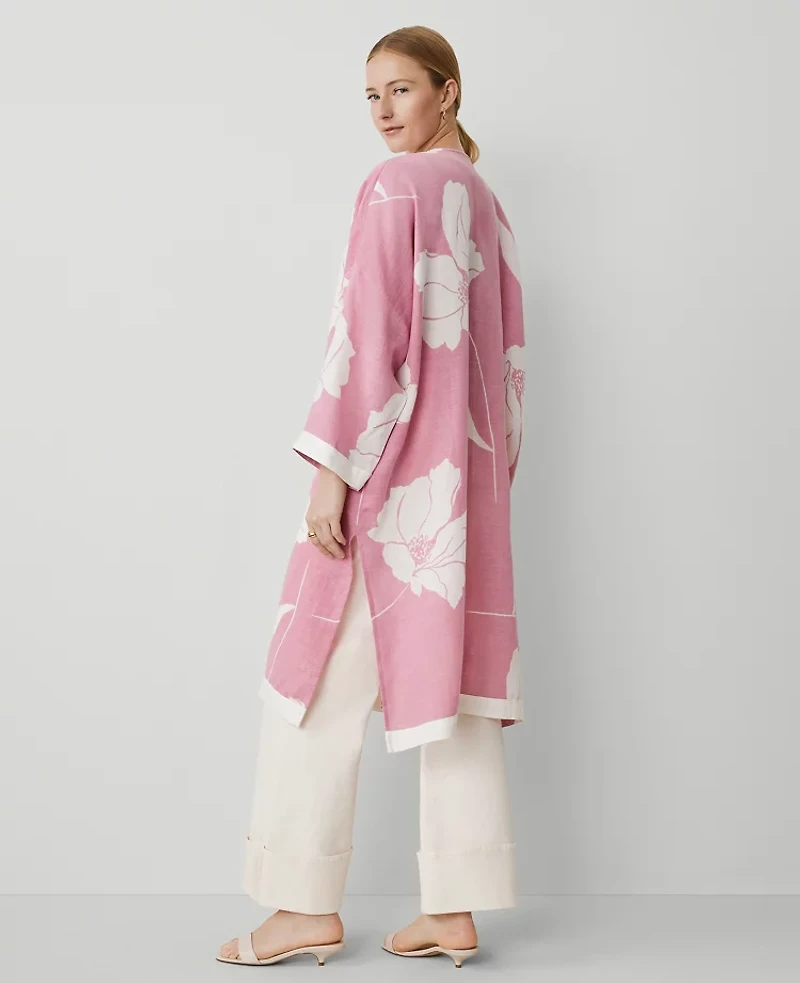 Ann Taylor Floral Kimono Size M/L Enchanted Pink Women's