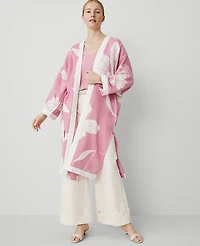 Ann Taylor Floral Kimono Size M/L Enchanted Pink Women's