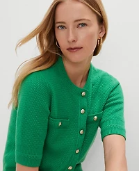 Ann Taylor Blouson Sleeve Stitch Cardigan Medium Women's