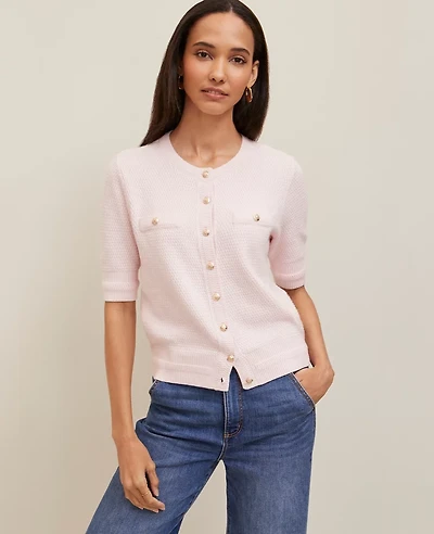 Ann Taylor Blouson Sleeve Stitch Cardigan Women's