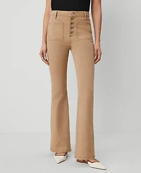 Ann Taylor The Patch Pocket Flare Jean Cappuccino Tan Women's