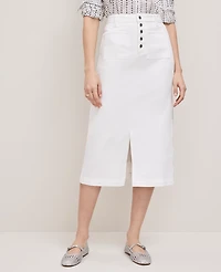 Ann Taylor Weekend Collection Denim Midi Skirt White Women's
