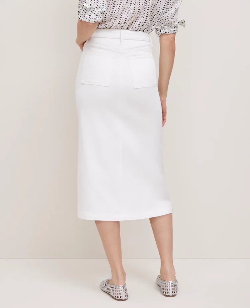 Ann Taylor Weekend Collection Denim Midi Skirt White Women's