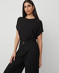 Ann Taylor Bias Cap Sleeve Top Black Women's