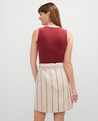 Ann Taylor Pinstripe Belted Wrap Skirt Flax Women's