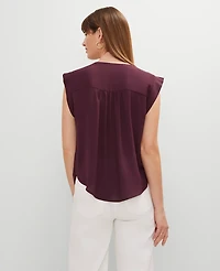 Ann Taylor Pintucked Cap Sleeve Top Size Small Plum Rose Women's
