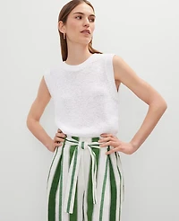 Ann Taylor Crew Neck Sweater Shell Top White Women's