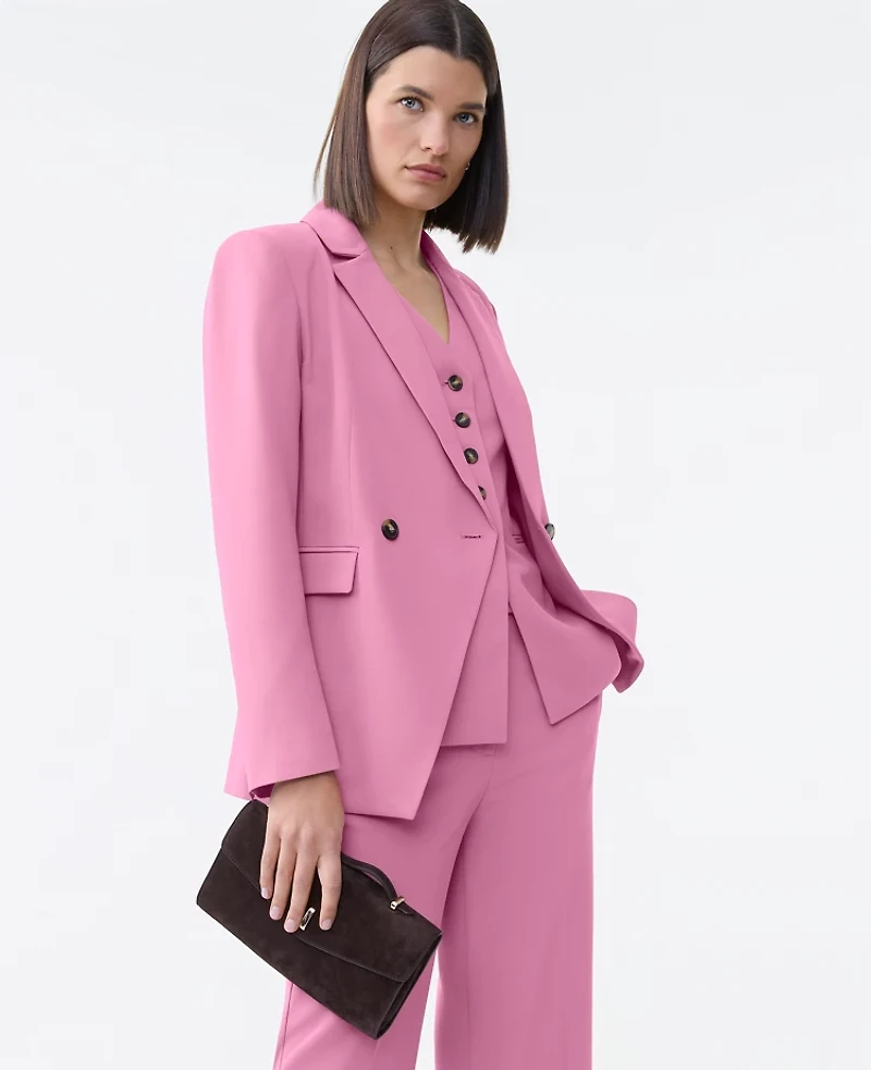 Ann Taylor The Petite Cutaway Blazer Fluid Crepe Smokey Rose Women's