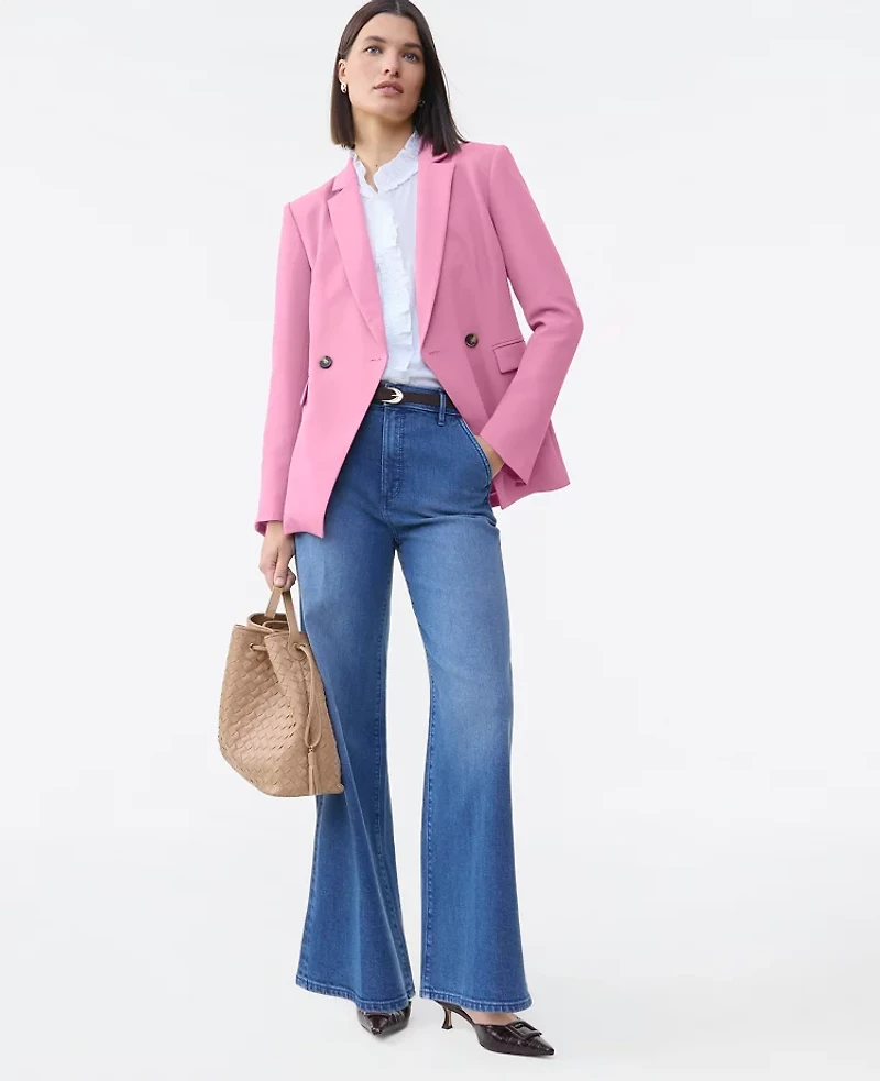 Ann Taylor The Petite Cutaway Blazer Fluid Crepe Smokey Rose Women's