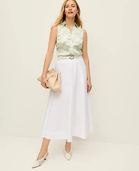 Ann Taylor Floral Sleeveless Essential Shirt Aqua Foam Women's