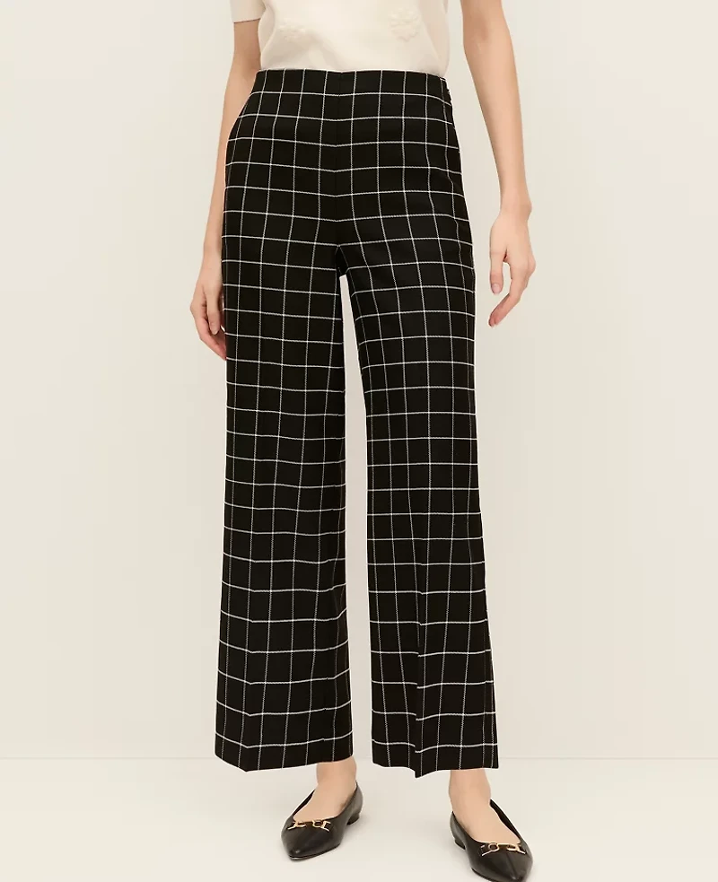 Ann Taylor The Petite Grace Pant Windowpane Black/White Window Check Women's