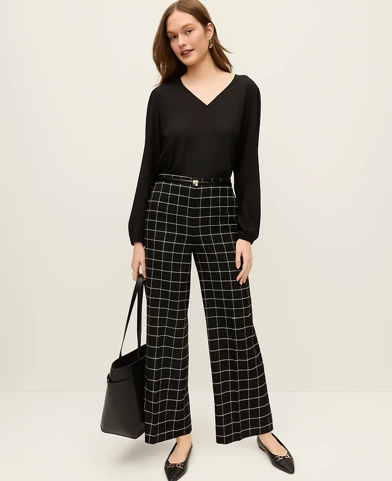 Ann Taylor The Petite Grace Pant Windowpane Black/White Window Check Women's