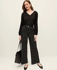 Ann Taylor The Petite Grace Pant Windowpane Black/White Window Check Women's
