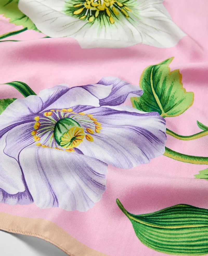 Ann Taylor Floral Silk Scarf Winter White Women's