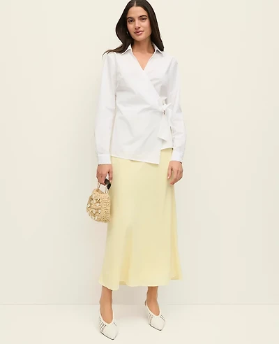 Ann Taylor Satin Bias Midi Slip Skirt Sun Soaked Women's