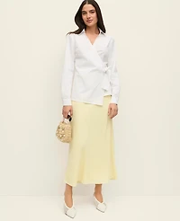 Ann Taylor Satin Bias Midi Slip Skirt Sun Soaked Women's