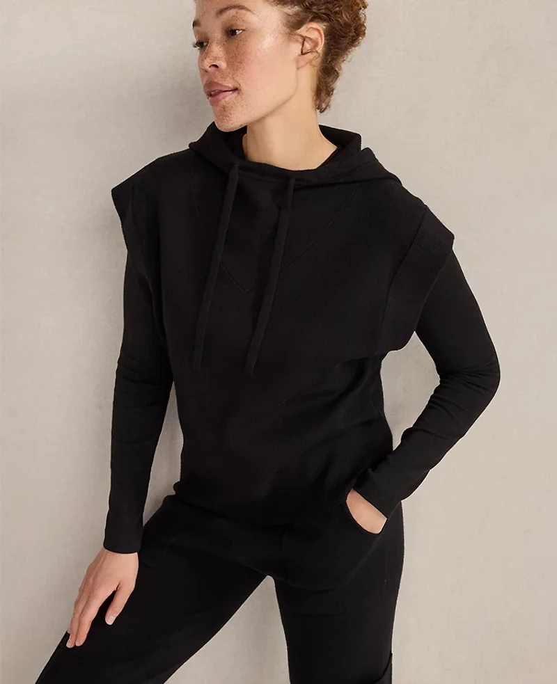 Ann Taylor Haven Well Within Viscose Blend Sleeveless Hoodie Black Women's