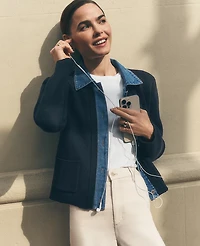 Ann Taylor Weekend Denim Sweater Jacket Night Sky Women's