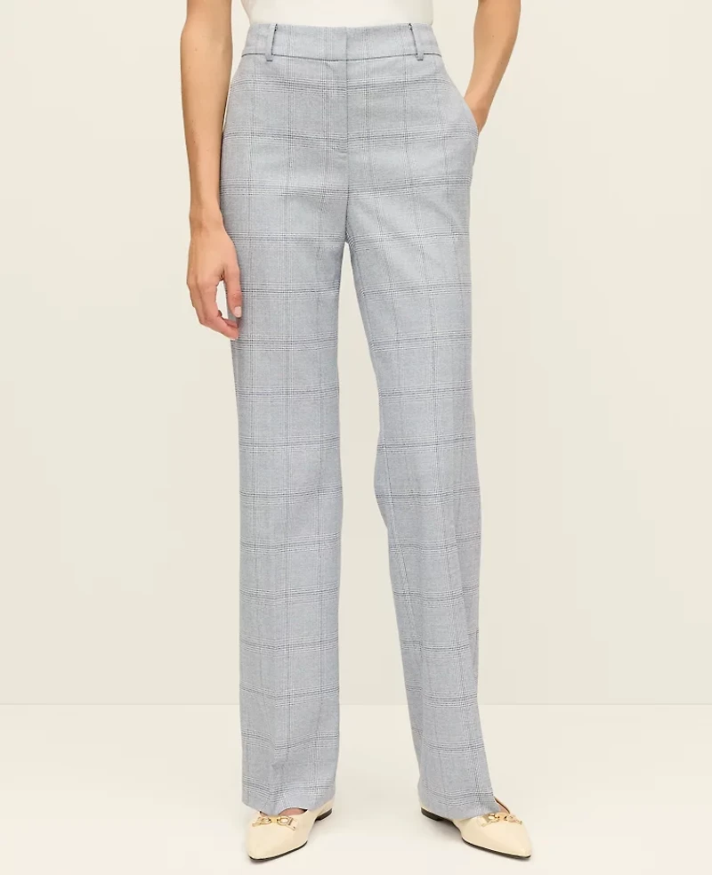 Ann Taylor The Mid Rise Trouser Plaid Blue/White Combo Women's
