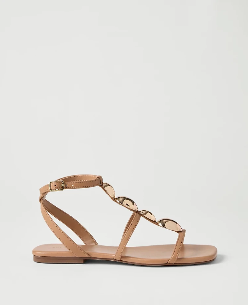 Ann Taylor Leather Hardware Embellished Sandal Women's