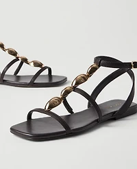 Ann Taylor Leather Hardware Embellished Sandal Women's