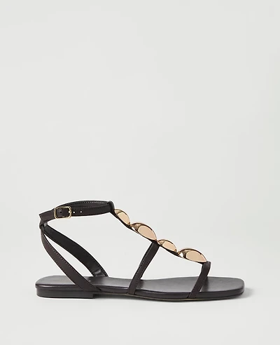 Ann Taylor Leather Hardware Embellished Sandal Women's