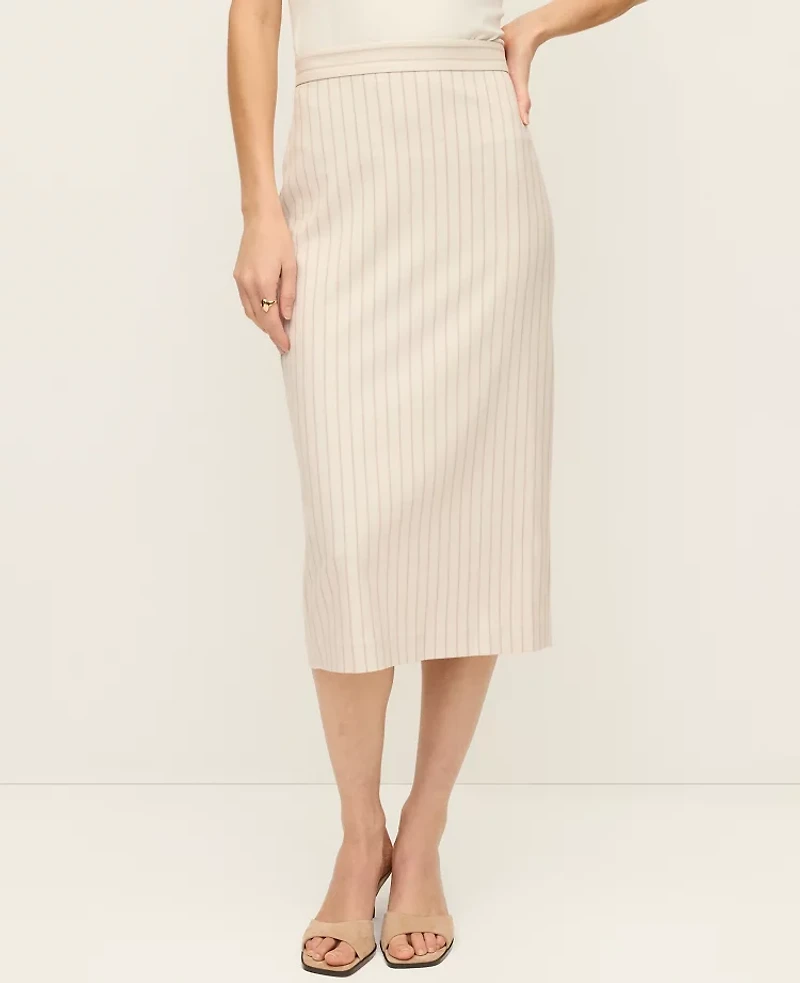 Ann Taylor The Clean Pencil Skirt Pinstripe Cream Multi Women's