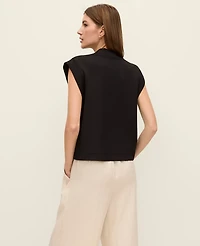 Ann Taylor Weekend Collection Scuba V-Neck Top Black Women's